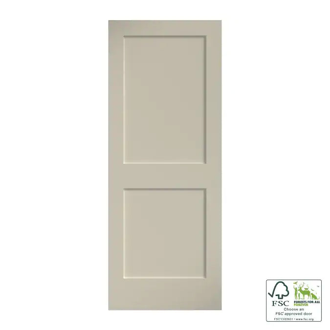 Double Panel Right Hand Solid Core Interior White Door - (30 x 80)