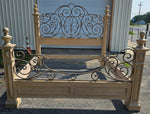 Elegant Scroll King Bed with Metal frame