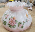 Antique melon lamp shade in pink and yellow floral