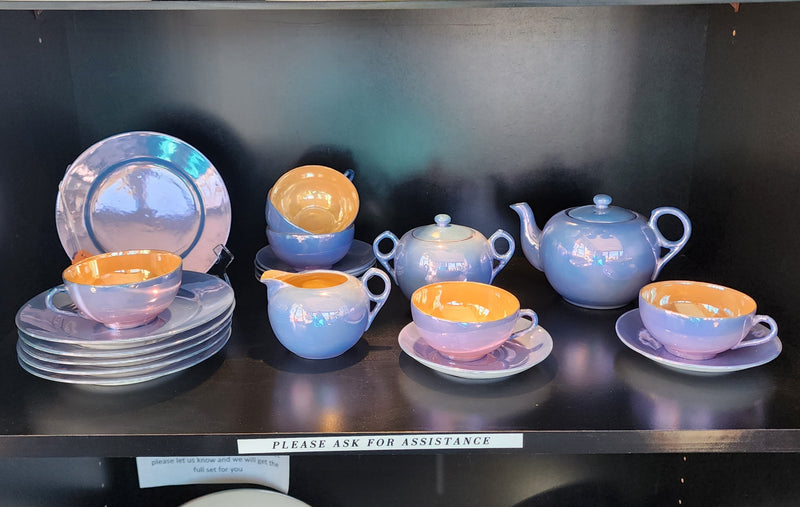 Blue Peach Lusterware Tea Dish set