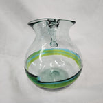 Large Hand Blown Mexican Glass Pitcher green teal yellow