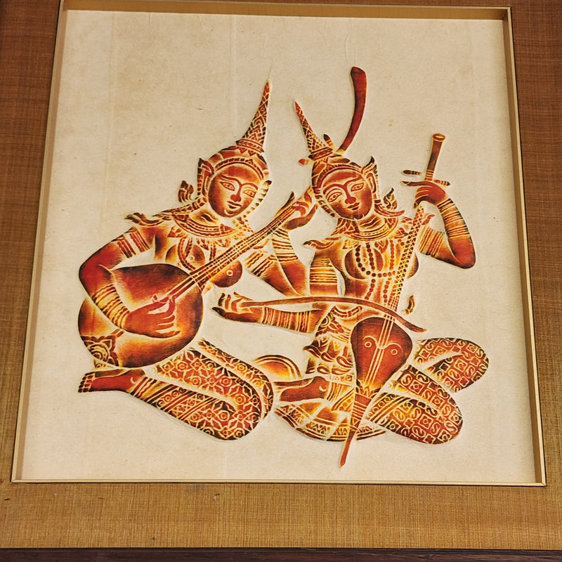 Framed Thai Musicians Hindu Art