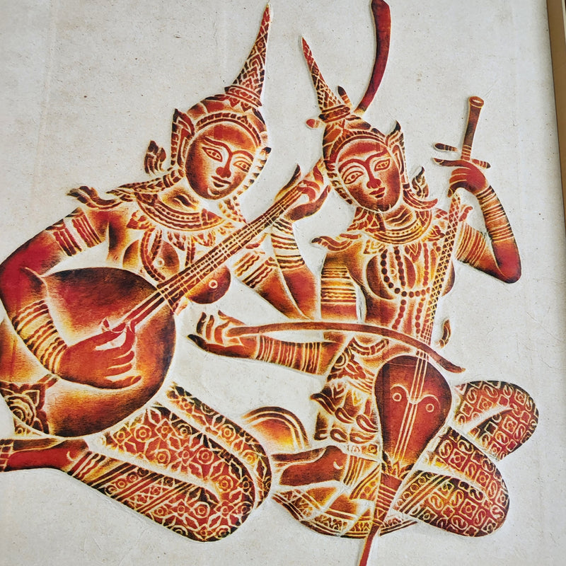 Framed Thai Musicians Hindu Art