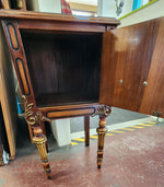 Antique wood inlay bedside table nightstand