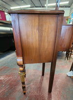 Antique wood inlay bedside table nightstand