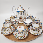 Grosvenor Tea Set in "Rutland" 8873 pattern blue, gilt gold with demitasse cups