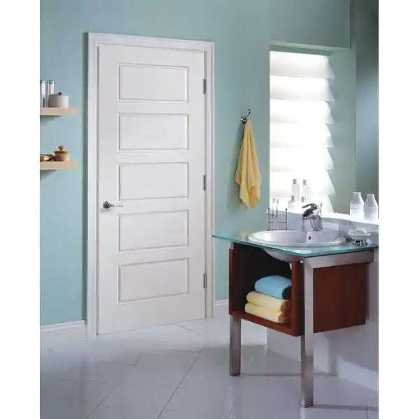 Five Panel Right Hand Solid Core Interior White Door - Riverside (36 x 80)