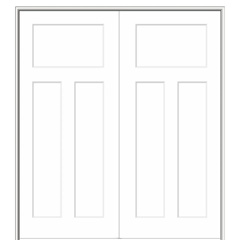 Interior White Three Panel Shaker Style Double Door - 6/0 (3/0x6/8 1-3/8)